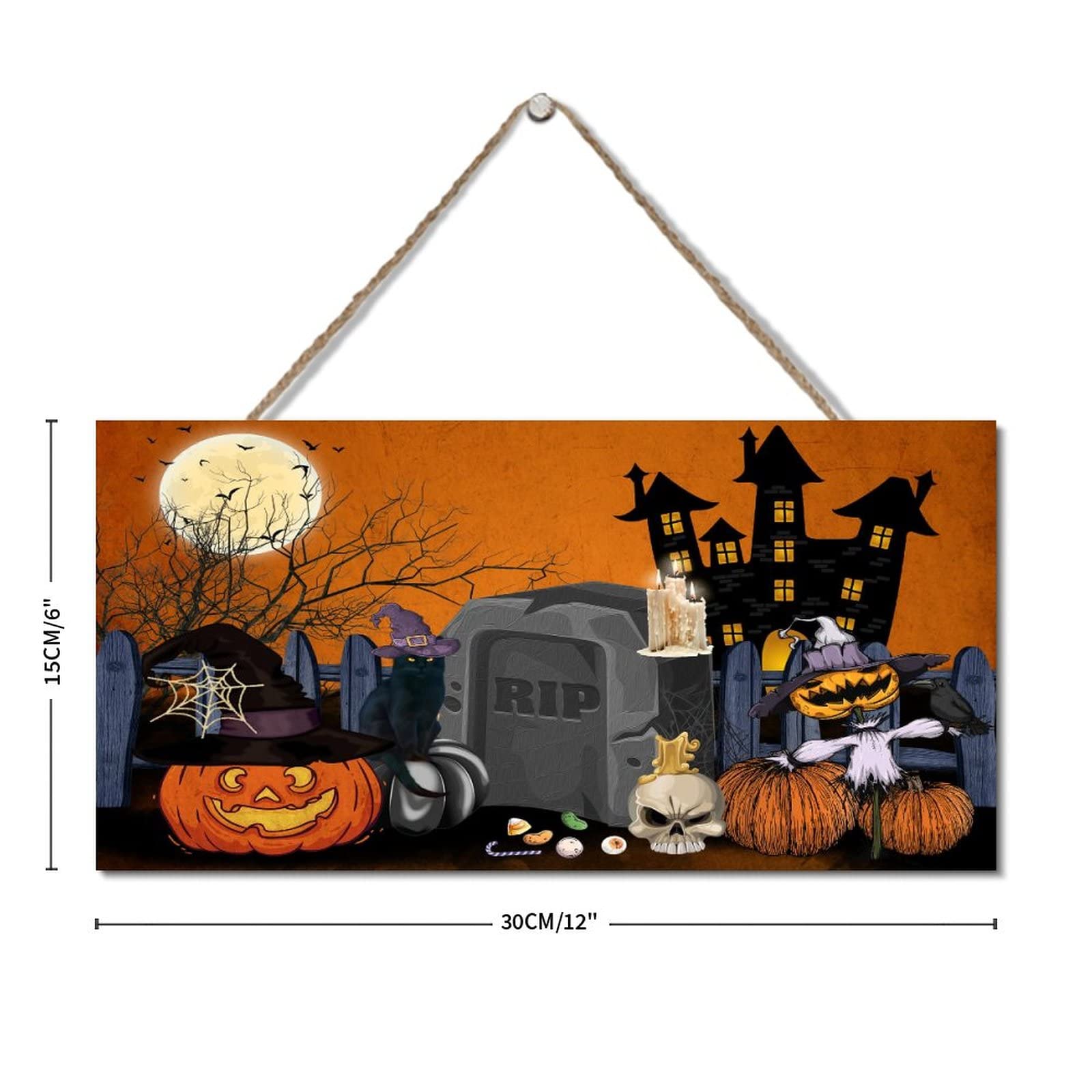 Niedliche Halloween-Tischschilder Aus Holz – 4er-Set, Mit Fledermaus, Hexe, Schloss & Kürbis