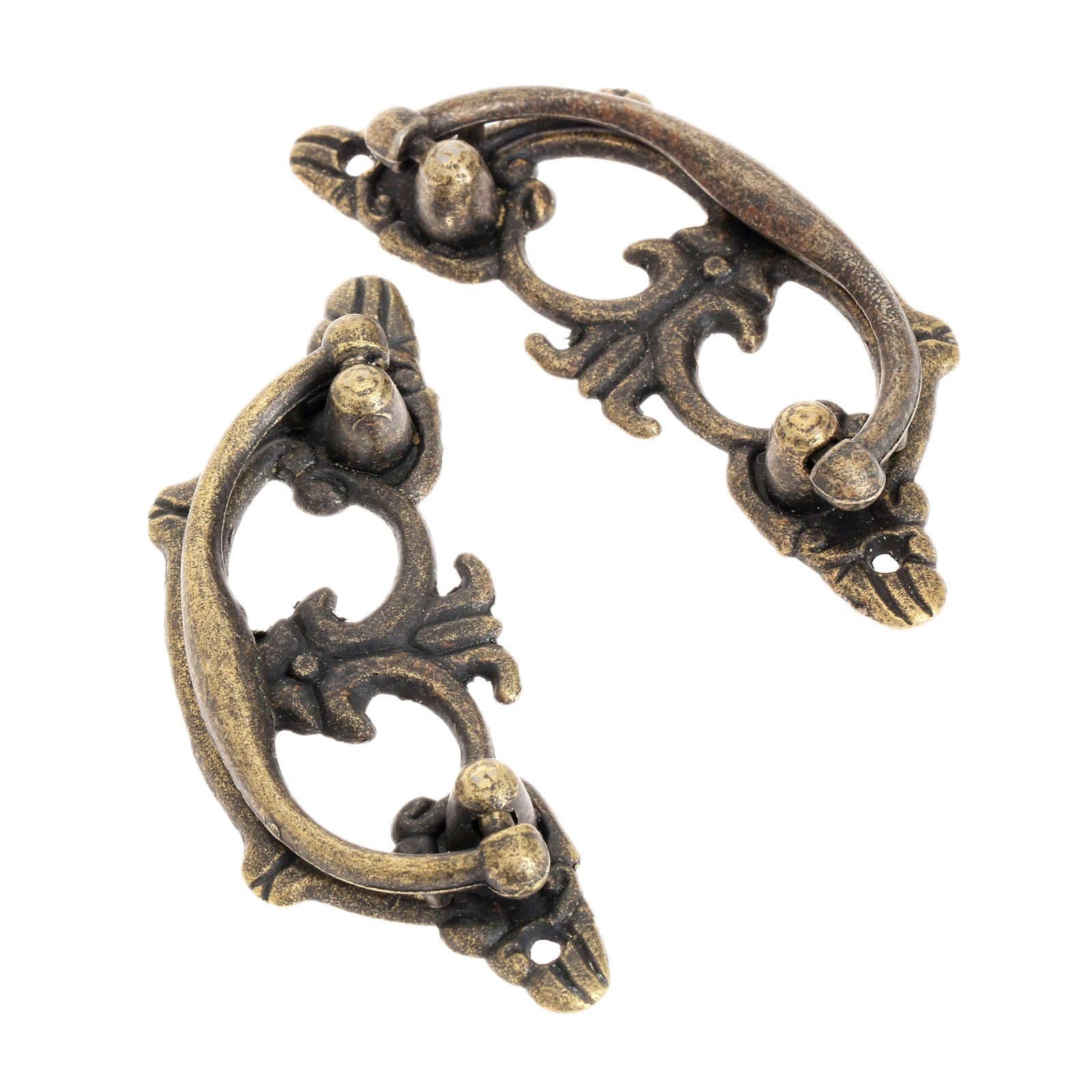 Nhawmebnz Bronze Antique Cabinet Drawer Handles 2Pcs 83X31mm Retro Alloy Kitchen Door Pull Tone