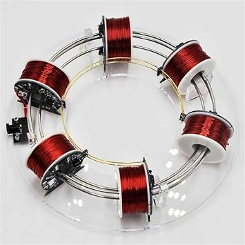 4/6 Coil Ring Electromagnetic Accelerator, 24V Lectromagnetic Cyclotron Ring Accelerator, Physics Teaching Model, for Experimental Teaching Equipment, Scientific, Gifts6