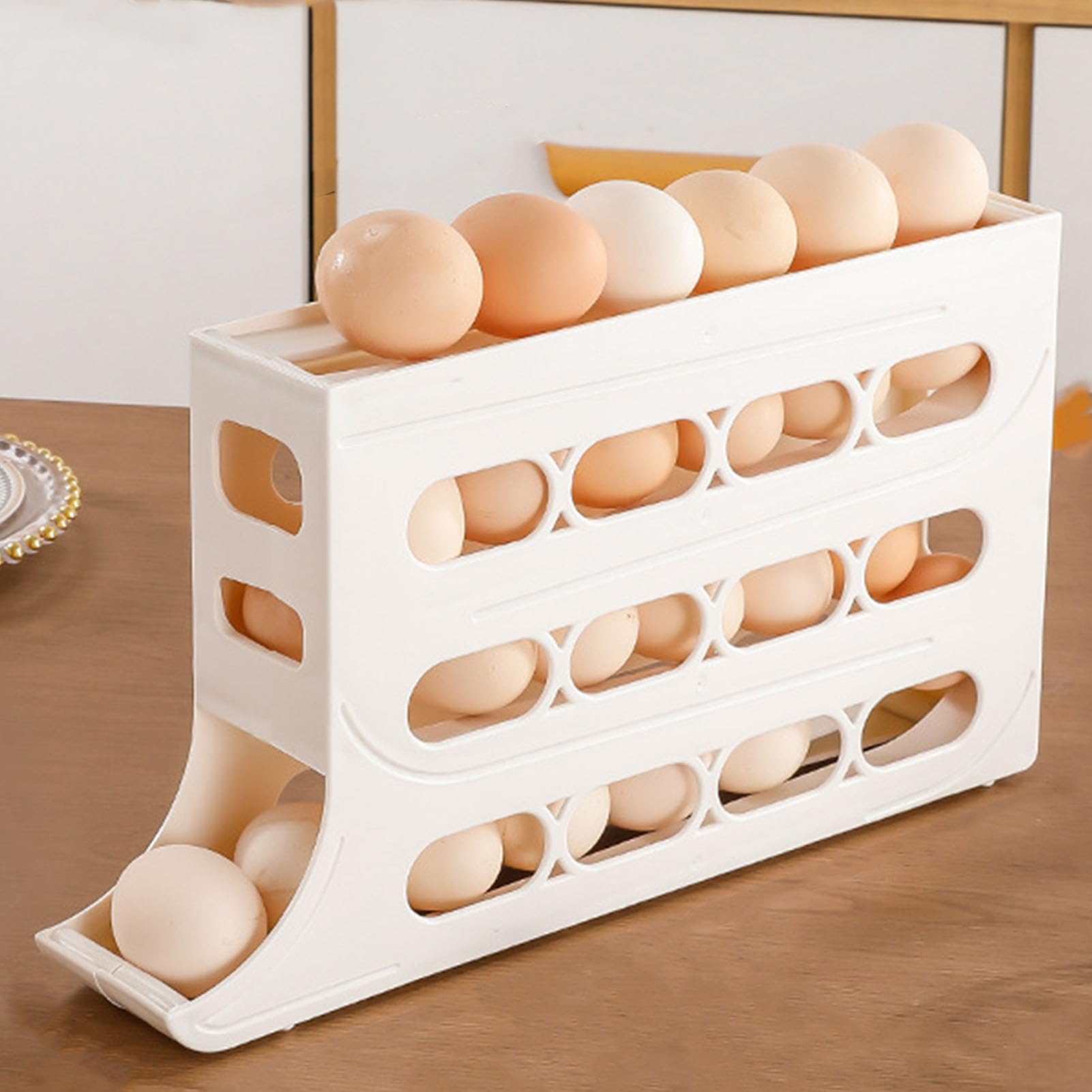 Acheter Support à œufs à 4 niveaux, grande capacité, support à œufs à défilement automatique, distributeur d'œufs peu encombrant, organisateur d' œufs, rangement pour réfrigérateur et cuisine Acheter Support à œufs à 4 niveaux, grande capacité, support à œufs à défilement automatique, distributeur d'œufs peu encombrant, organisateur d' œufs, rangement pour réfrigérateur et cuisine