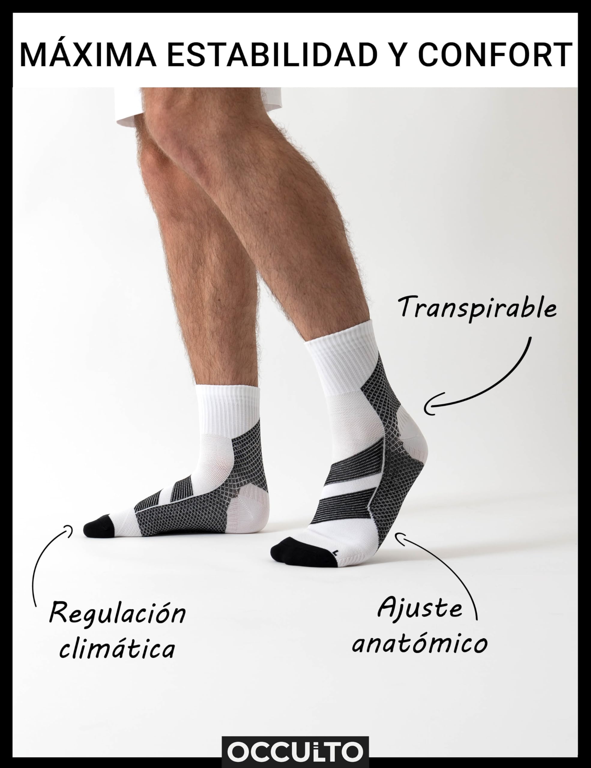 Occulto calcetines compresión fascitis plantar hombre 2 Pares (modelo: Ian)