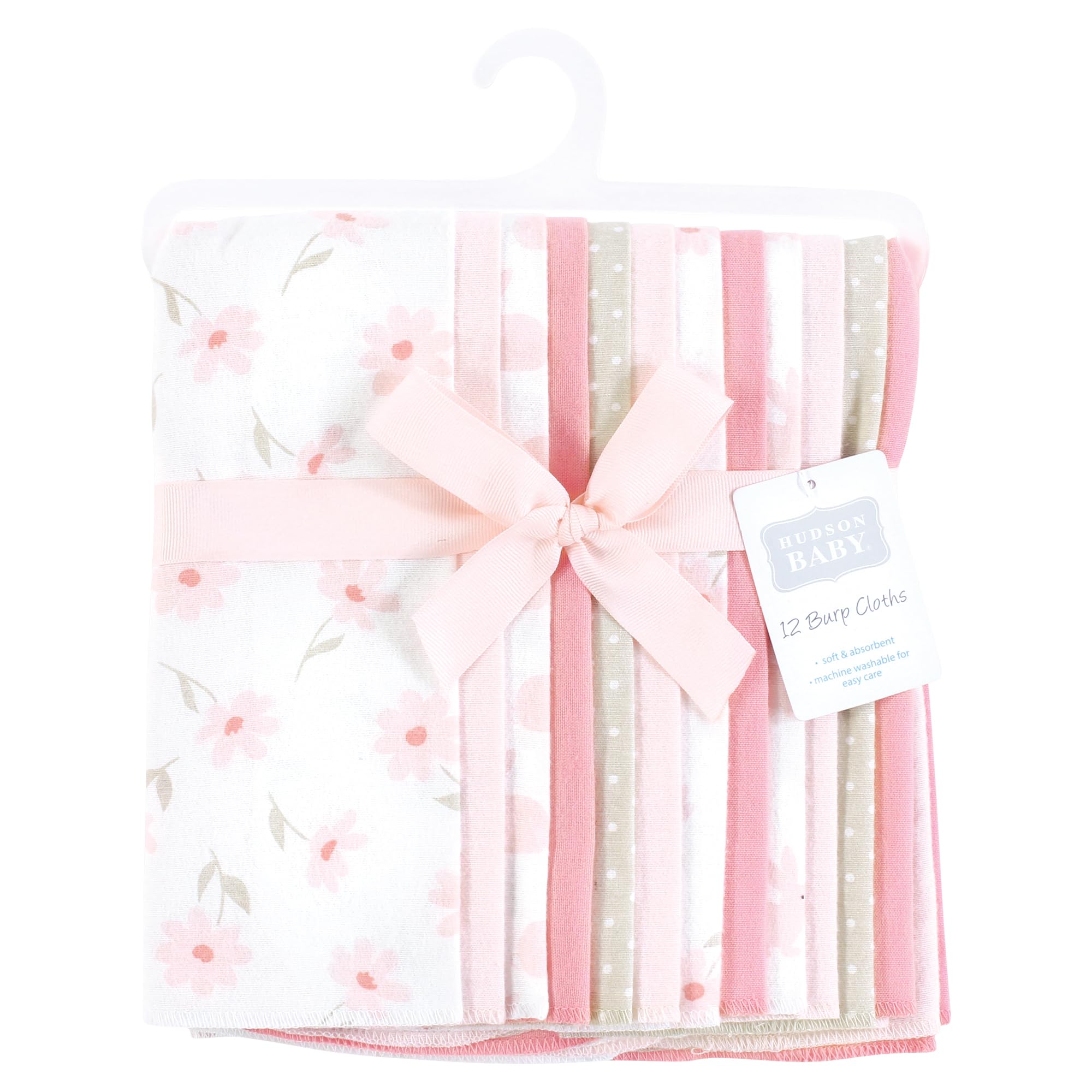 Hudson Baby Tela de urdimbre de franela para bebé unisex, 12 unidades, conejo miel rosa, talla única