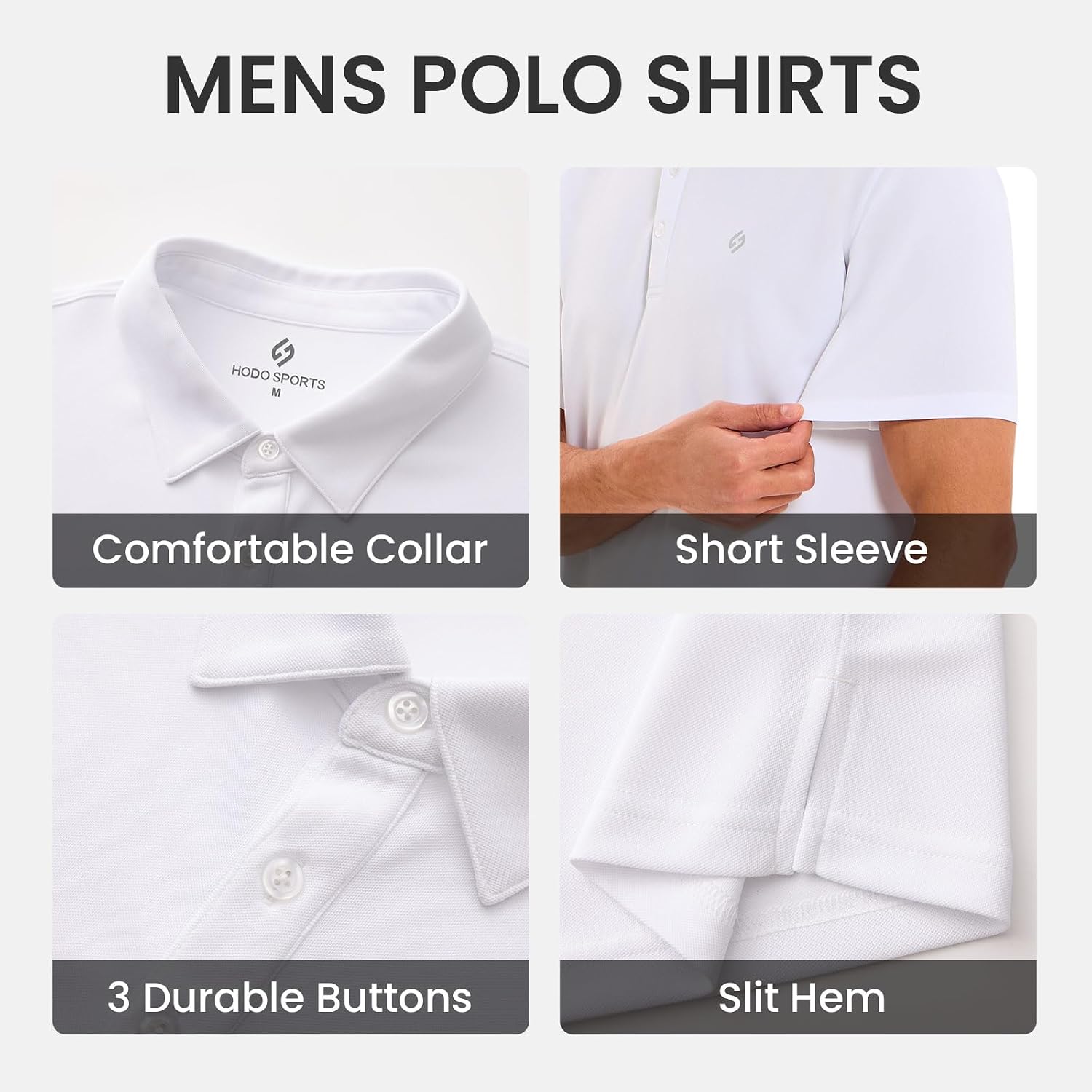 HODOSPORTS Mens Golf Polo Shirts Short Sleeve Casual Dry Fit Designed Collared Golf Shirts for Men