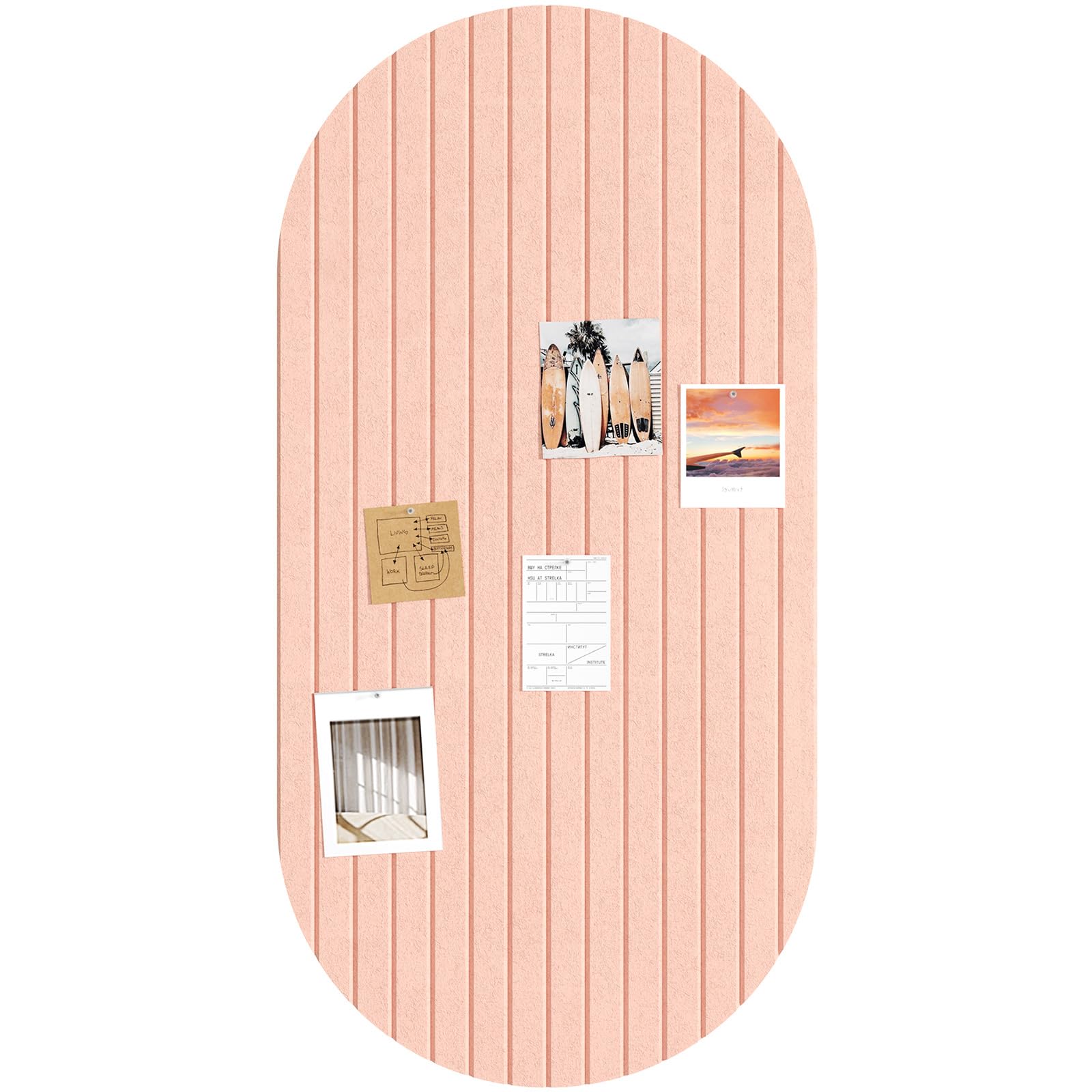 Lifewit 4-Pack Capsule-Shaped Bulletin Board, Cork Board Alternative for Walls, 120x60cm Large Felt Panels with 40 Pins, Full Self-Adhesive Wall Panel for Decor, Home, Office, Dorm, Pink — image 1