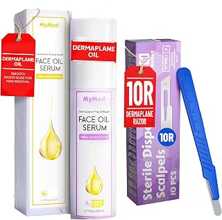 MyMed Dermaplaning Kit - Face Exfoliator - Hydrating Oil & 10R Disposable Razor Scalpels - Smooth, Flawless Skin