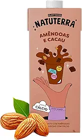 Achocolatado de Amêndoas e Cacau Natuterra 1 Litro Bebida Vegetal 100% Plant Based Sem glúten, sem colesterol, zero soja, fonte de cálcio!