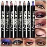 evpct 8Pcs Cream Eye Shadow Brightener Sticks Set for Eyes, Sand Orchid Rose Desert Ginger Caramel Midnight blue Blue Glitter Shimmer Matte Liquid Pencil Eye shadow Applicator Stick Palette Makeup 04