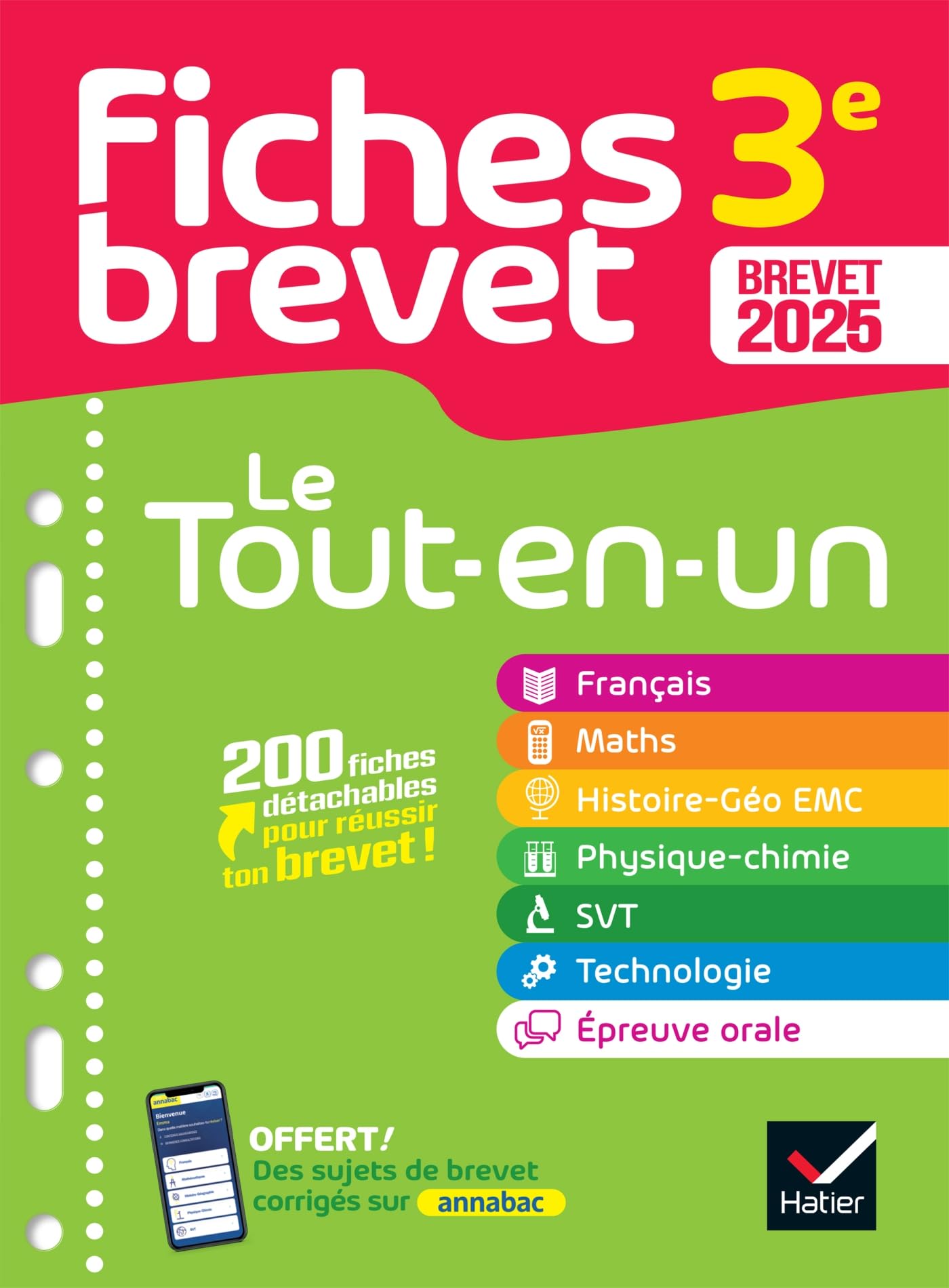 Fiches brevet - Le tout-en-un Brevet 2025 (toutes les matières): français, maths, histoire-géo EMC, SVT, physique-chimie, technologie