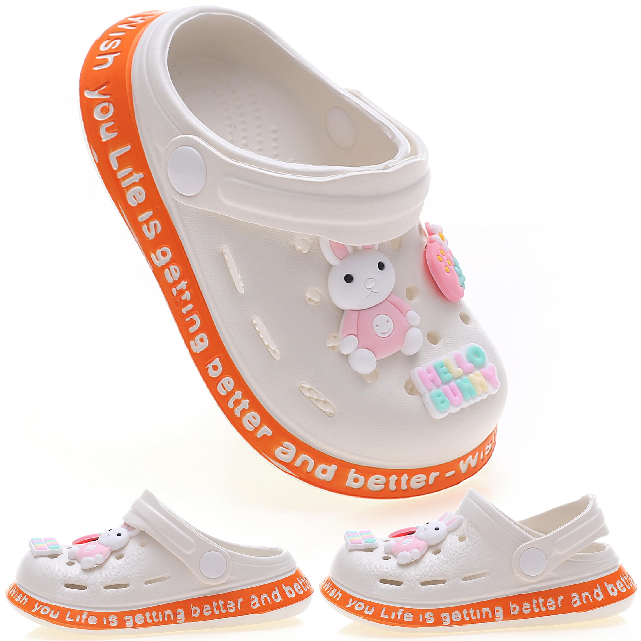 ZYLDK Unisex Gartenschuhe Clogs Kinder Gartenschuhe Kuschelige Hausschuhe Latschen Sommer rutschfeste Slippers mit Cartoon Raupe