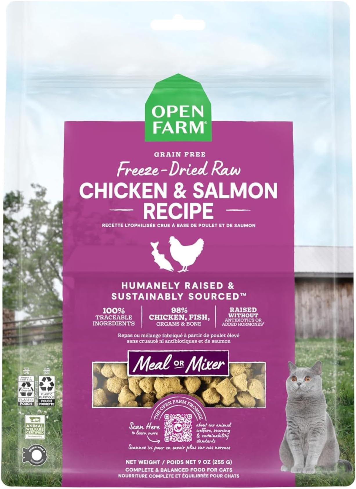Freeze Dried Raw Chicken & Salmon Dry Cat Food - 99G