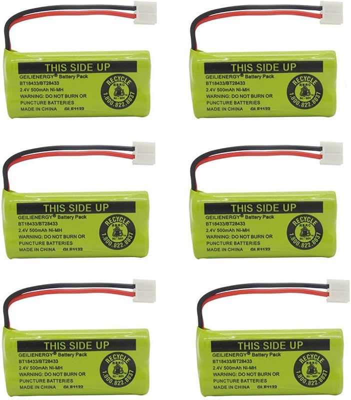 2.4V Rechargeable Cordless Phone Batteries for AT&T/Lucent BT-18433 BT-184342 BT-28433 BT-284342 BT-6010 BT-8000 BT-8001 BT-8300 Empire CPH-515D CPH515D (6 Pack BT18433)