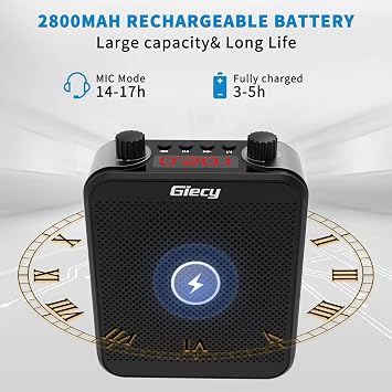 30W Portable Voice Amplifier with Wired Microphone Headset, 2800mAh Rechargeable PA System Speaker Personal Microphone Speech Power Amplifiers Loudspeaker for Teachers/Metting/Tour Guide