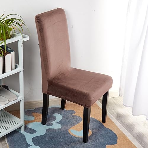 Miniatura 9 de Velvet Dining Chair Covers Set of 4 6, Stretch Chair Slipcovers for Dining Room Soft Parson Chair Seat Covers Machine Washable (Golden Yellow,6)