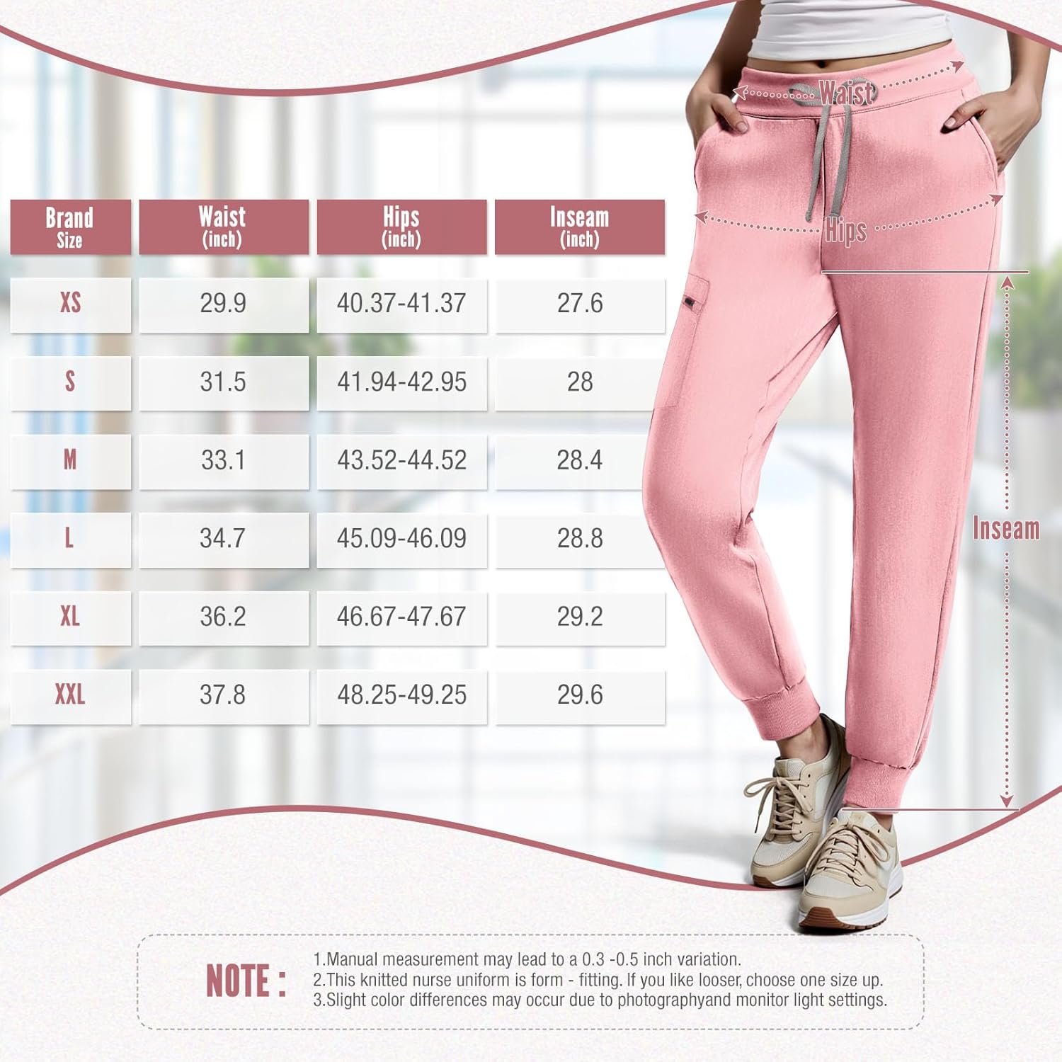 Women's Scrub Pants, Mid Rise Slim Fit Cargo Joggers with Pockets and Adjustable Drawstring Waistband for Women - Image 6