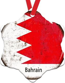 Bahrain Gift Ornament for Christmas Tree Decor Bahrain National Flag Christmas Ceramic Ornament National Flag Funny Christmas Hanging Decor Travel Lover Gift Patriotic