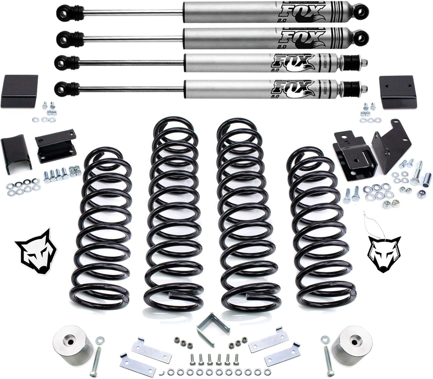 Wulf 3" Lift Kit with Shocks 2007 to 2018 compatible with model Jeep Wrangler JK Wrangler Fox brand shocks included