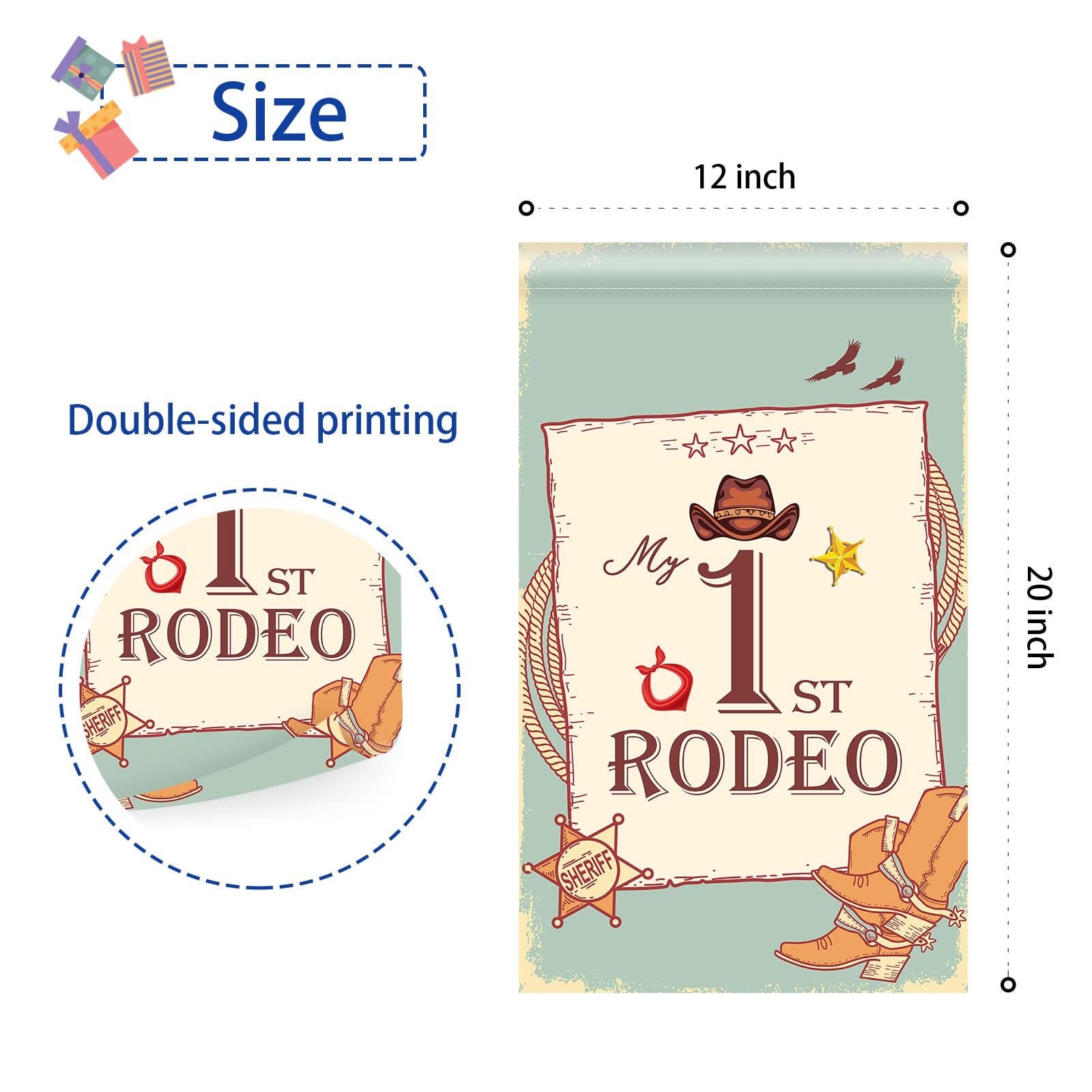 RoadSea Gartenflagge ‚My 1st Rodeo‘ – Western-Partydeko Für Den 1. Geburtstag