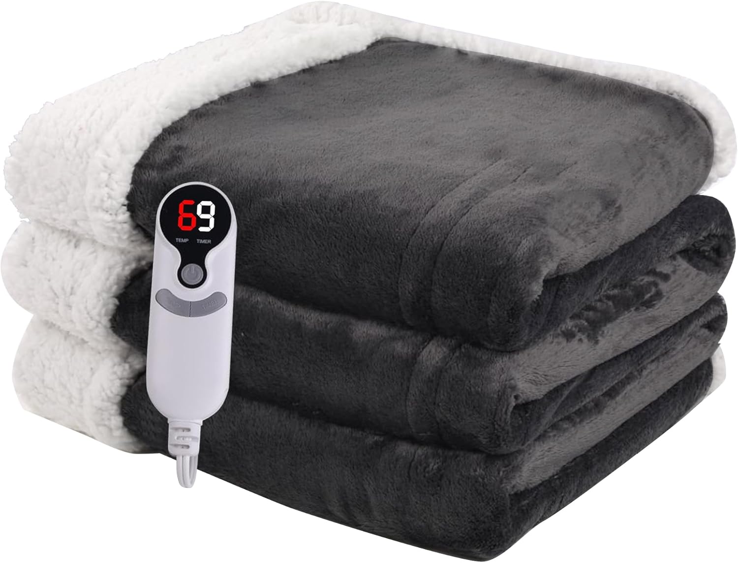 Heated Blanket Electric Blanket Full Size 72''x84'', Soft Flannel Heating Blanket with 1-10 Hour Auto Off - 6 Heat Settings - Machine Washable - Dark Grey 02 - Dark Grey 72''x84''(Full)