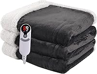 Heated Blanket Electric Blanket Full Size 72''x84'' with 9 Heating Levels, 1-10 Hour Auto Shut Off, Machine Washable, Flannel & Sherpa Soft Warming Blanket for Couch, Bed, Office - Dark Grey