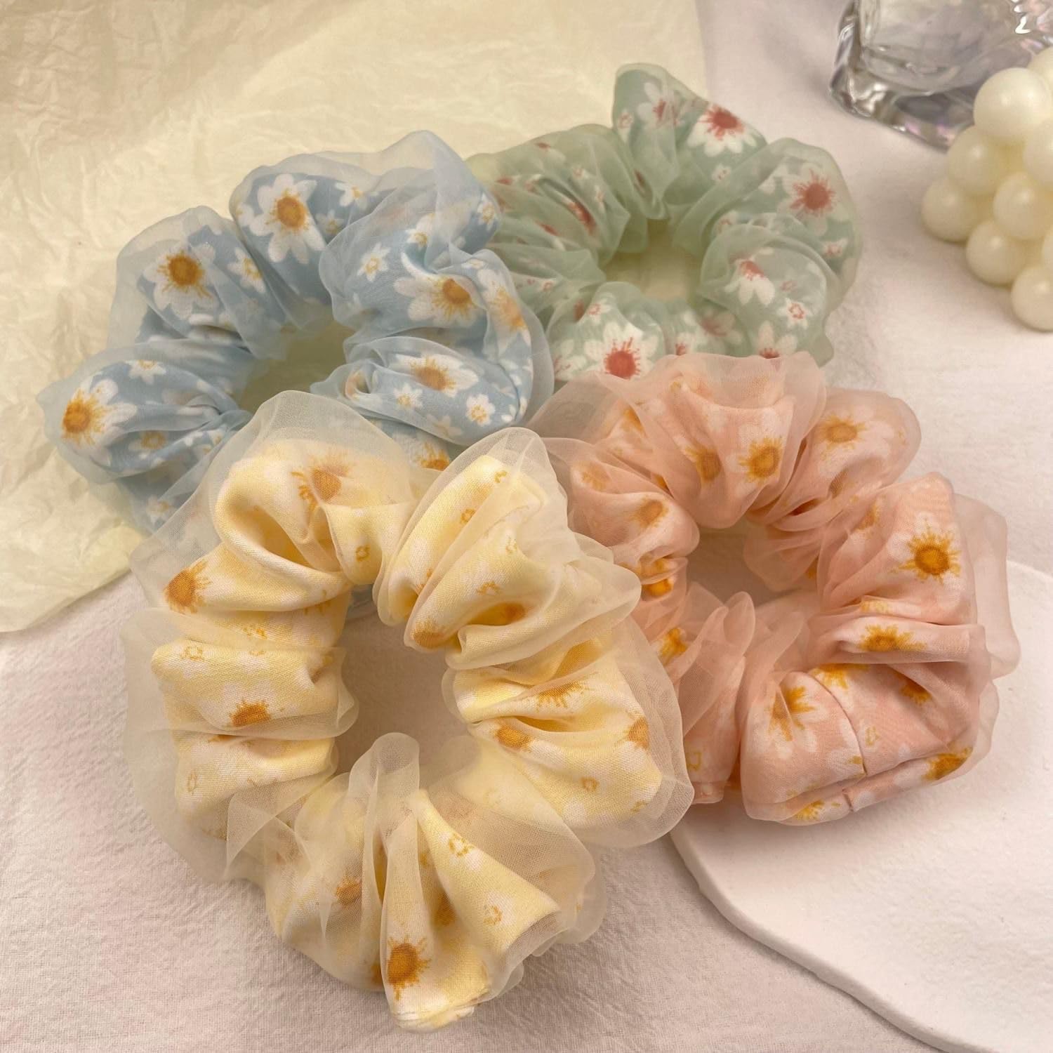 Amazon.com : Daisy Floral Hair Ties for Girls - Elastic Non 