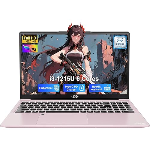 NIMO 15.6" IPS FHD-Student-Laptop, Intel 6 Cores I3-1215U 8GB RAM 256GB SSD (Beats i5-1135G7, Up to 4.4GHz) Computer with 65W Type C Backlit Keyboard Fingerprint, for Home and Business