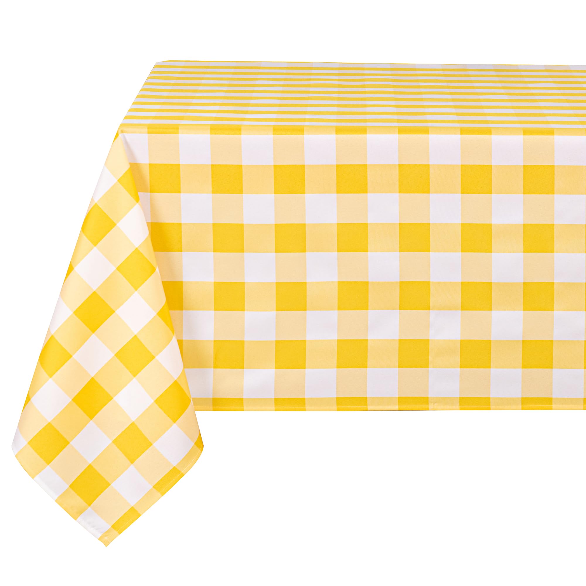 DWCN Karierte Tischdecke 140x280cm Tischdecke Outdoor Tischdecke Abwaschbar Wetterfest Fleckschutz Wasserdicht Tischdecke für Draußen Picknick Esszimmer Garten Party Hochzeiten, Gelb und Weiß