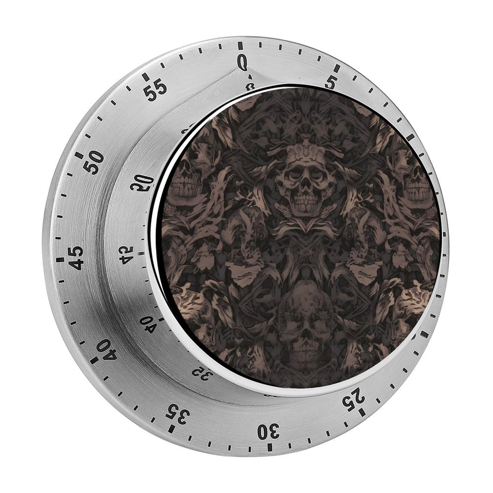 Gothic Wallpaper for Walls Skull Damask Visual Timer Chef Cooking Timer Clock with Loud Alarm Mechanical Desk Timers Countdown Reminder Magnetic Exquisite Stainless Steel Body Timers