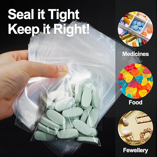 Miniatura 5 de 1200 bolsas de plástico pequeñas de 2 x 3 pulgadas con autobloqueo, bolsas pequeñas de primera calidad con cremallera resellables, 2 mil(2 capas),