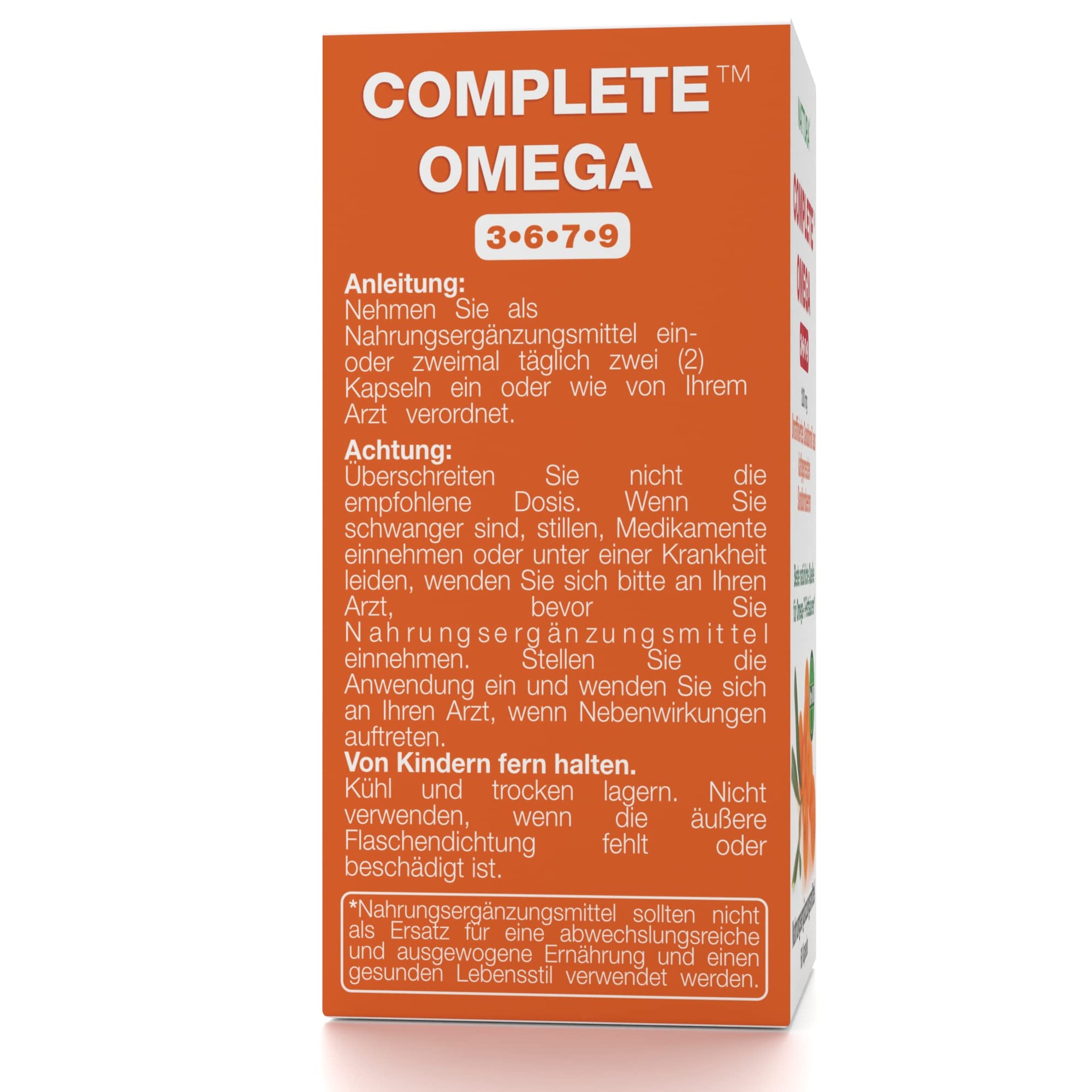 KOMPLETTE OMEGA 3-6-7-9 *Hochwertiges, reines Sanddornöl aus unraffinierten, kaltgepressten, ganzen Sanddorn-Wildbeeren, zertifiziert koscher, 1200mg – 60 Softgel-Kapseln (4 Flaschen (240 Kapseln))