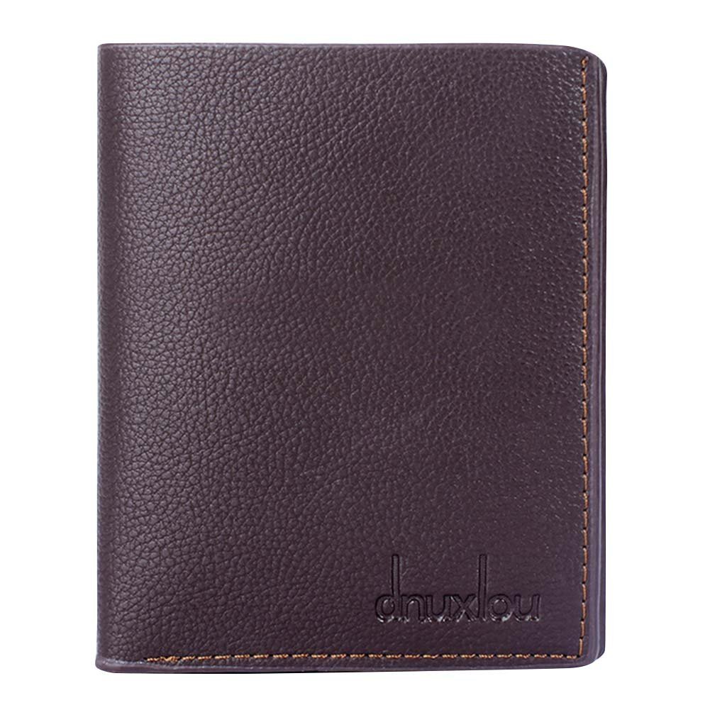 Men's Leather Multi-Card Cash holder Stitchy Passcase Bifold Vertical Wallet