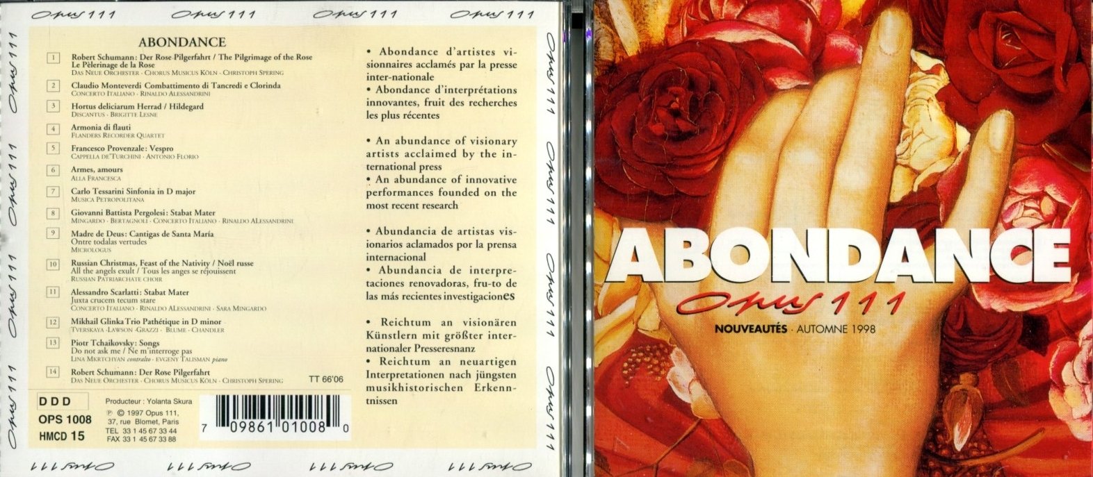 Abundance [Audio CD] Vivaldi; Monteverdi; Tchaikovsky and Schumann