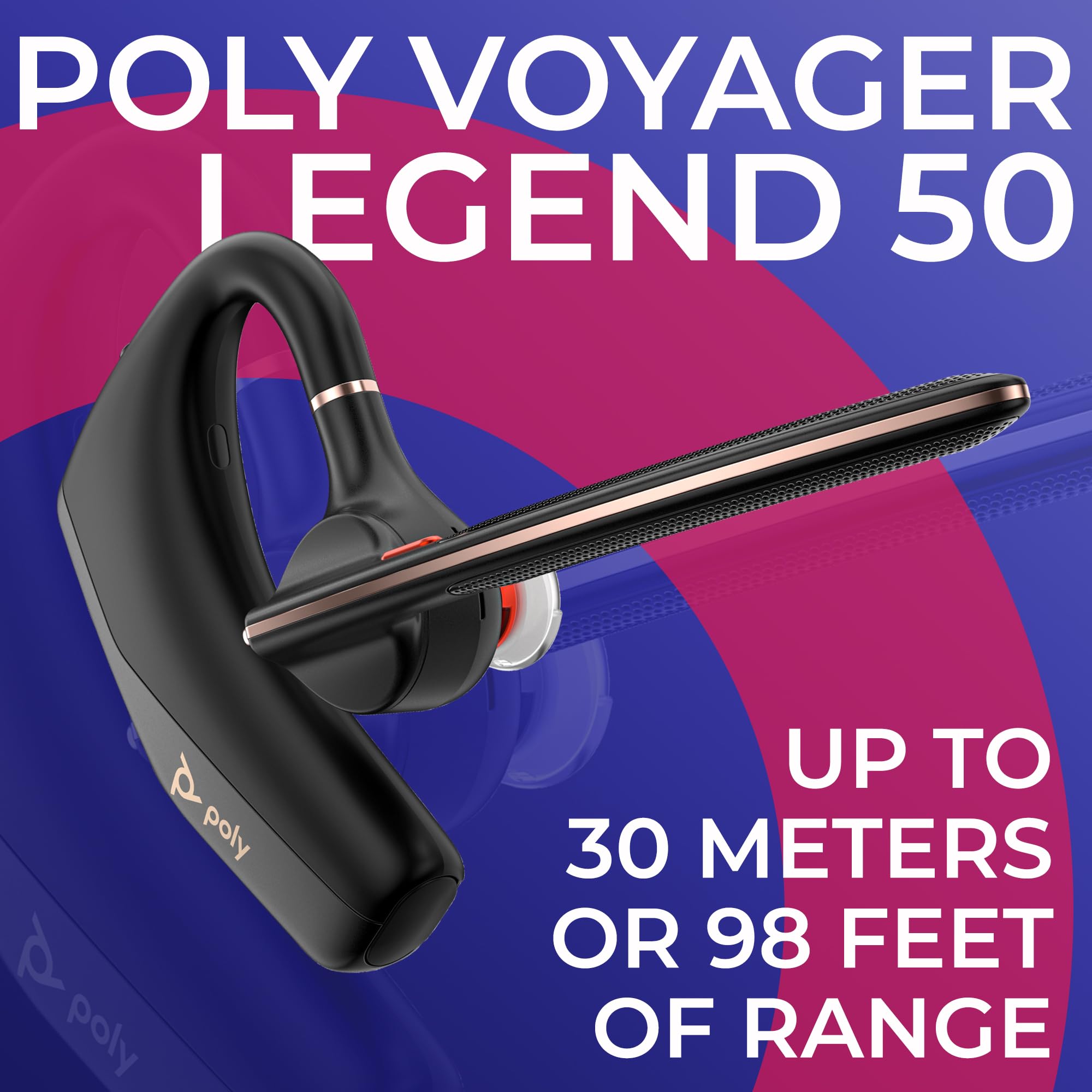 Poly Voyager Legend 50-M UC Bluetooth Headset, Charging Case, AI