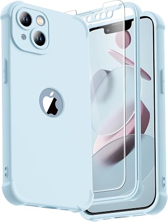 ORETECH for iPhone 13 Mini Case, with [2 x Screen Protectors] [15 Ft Military Grade Drop Test] [Camera Protection] 360 Shockproof Slim Thin Phone Case iPhone 13 Mini Cover 5.4" Baby Blue
