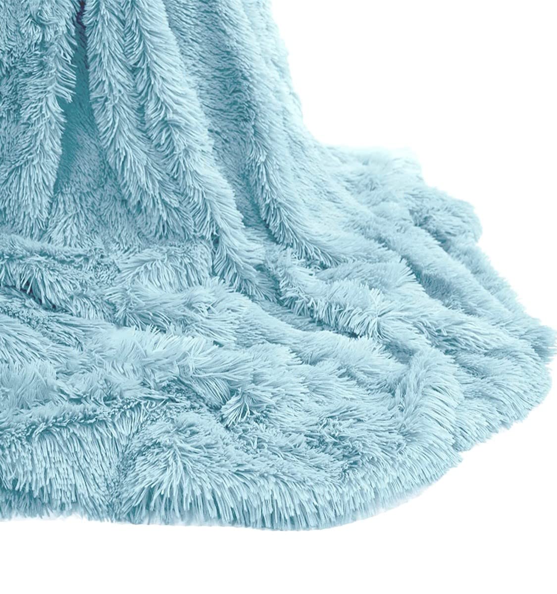 Artistic Fashionista Limited New Soft & Warm CUDDLES Long Pile Faux Fur Fleece Hug Snug Blanket Sofa Bed Throw Blanket Bedspread Runner or Settee Cover – Double 150x200cm (Duck Egg)