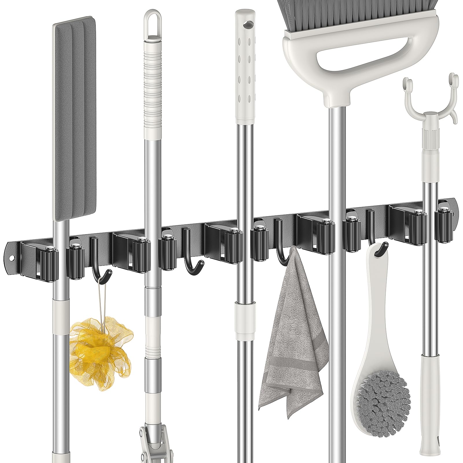 Soporte Escobas Pared TBONEEY Organizador De Fregona Y Escoba,