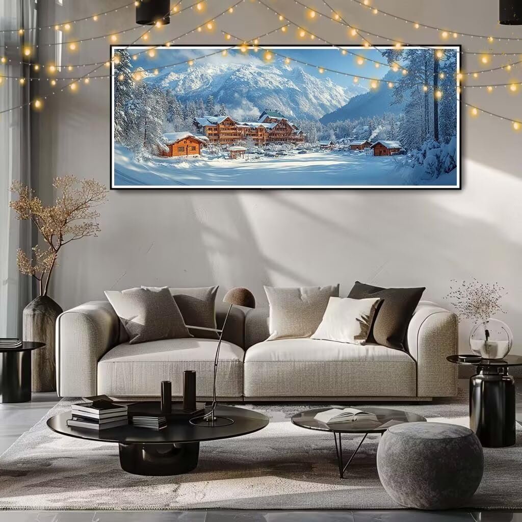 Obraz diamentowy 5D dla dorosłych, góra śnieżna, krajobraz, obraz "zrób to sam", obraz do malowania diamentami dla dzieci (70 x 180 cm), zestaw do haftu diamentowego, zestaw do malowania, do dekoracji