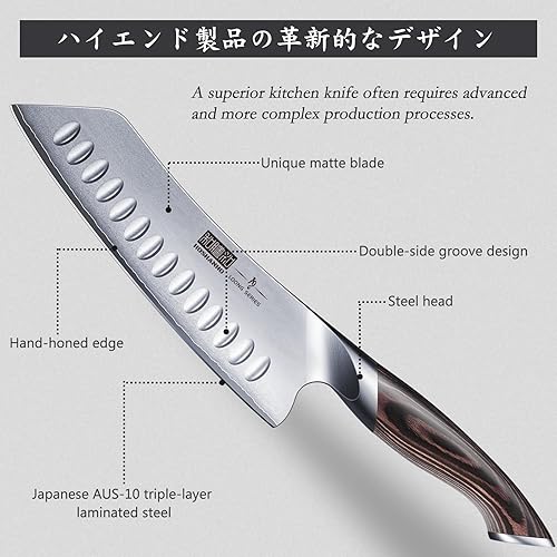Miniatura 9 de HOSHANHO Bloque magnético para cuchillos de 14 x 10 pulgadas y cuchillo de cocina HOSHANHO en acero japonés AUS-10 y HOSHANHO cuchillo de chef