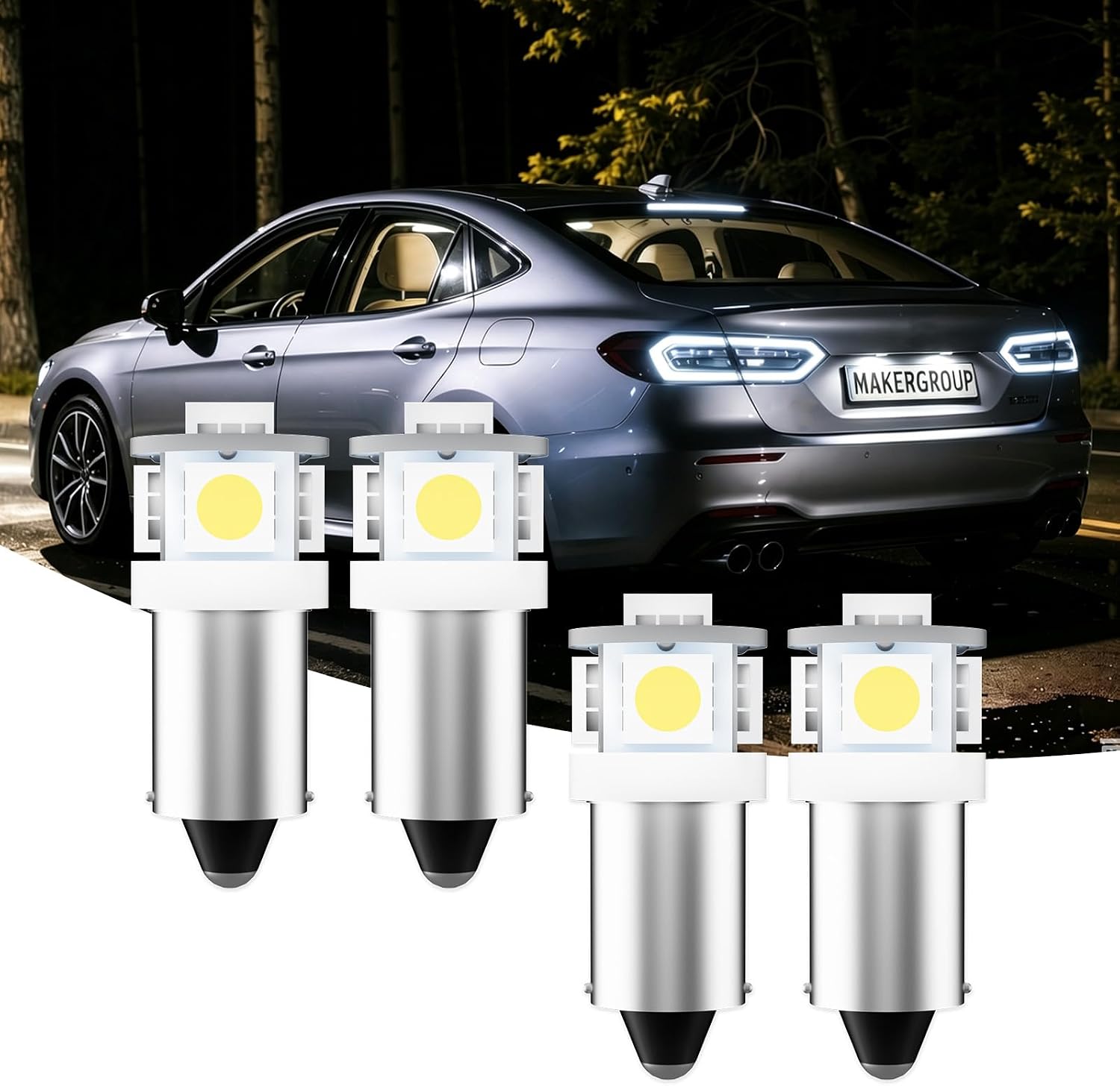 1445 LED Bulb BA9S LED 12V, 1985/1993/53/57 Miniature Bayonet Base Lights for RV Camper Trailer Car Boat Interior Light Bulbs, Daylight White 6000K 4-Pack