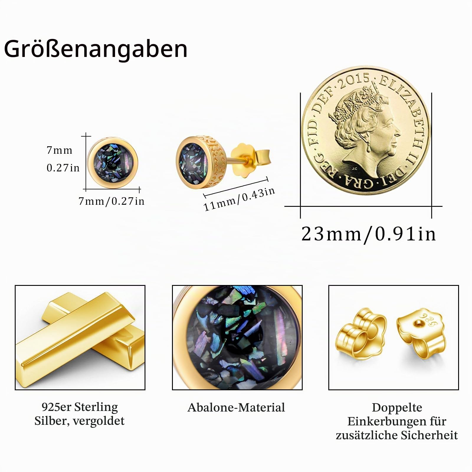 Wikinger Ohrstecker für Männer Damen 925 Sterling Silber | Schwarzer Ohrstecker mit Edelstein Türkis/Opal/Onyx/Abalone/Malachit/Lapislazuli Ohrringe Wikinger Schmuck für Herren Damen