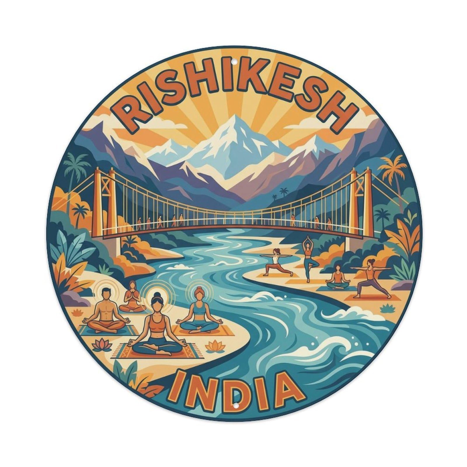 Classic India Rishikesh Yoga City Landmark Travel Metal Tin Sign
