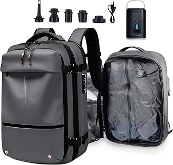 HVQ 60L Vacuum Compression Backpack for Men - Travel Backpack with TSA Lock, Waterproof and Dustproof, Large Capacity, Fits 17-Inch Laptops, Suitable for Disasters/Carry-On, Garment Bag, Business