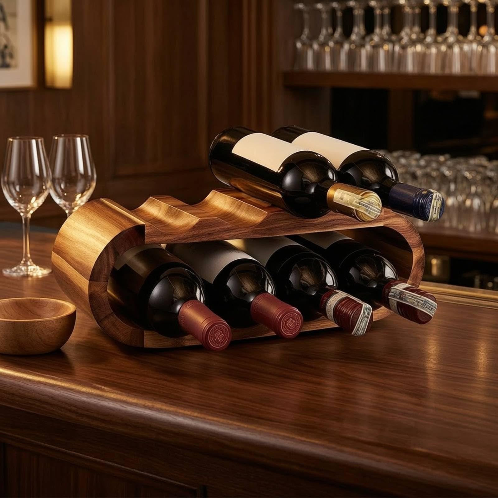 Botellero Mesa Horizontal Botellero Elegante Portabotellas para Aficionados, Cocina, Bar, Comedor