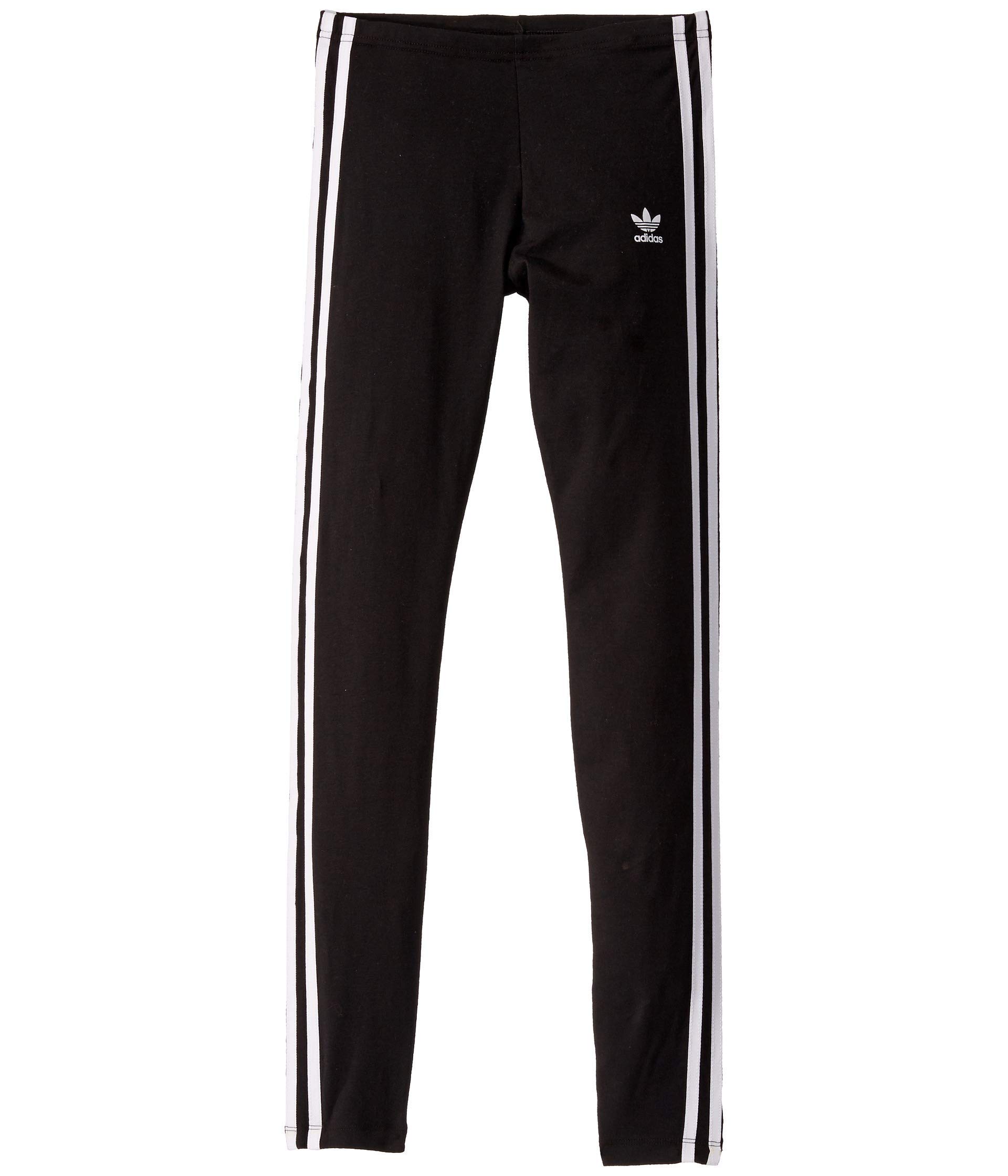adidas Originals Girls' 3 Stripes Leggings - Black - X-L