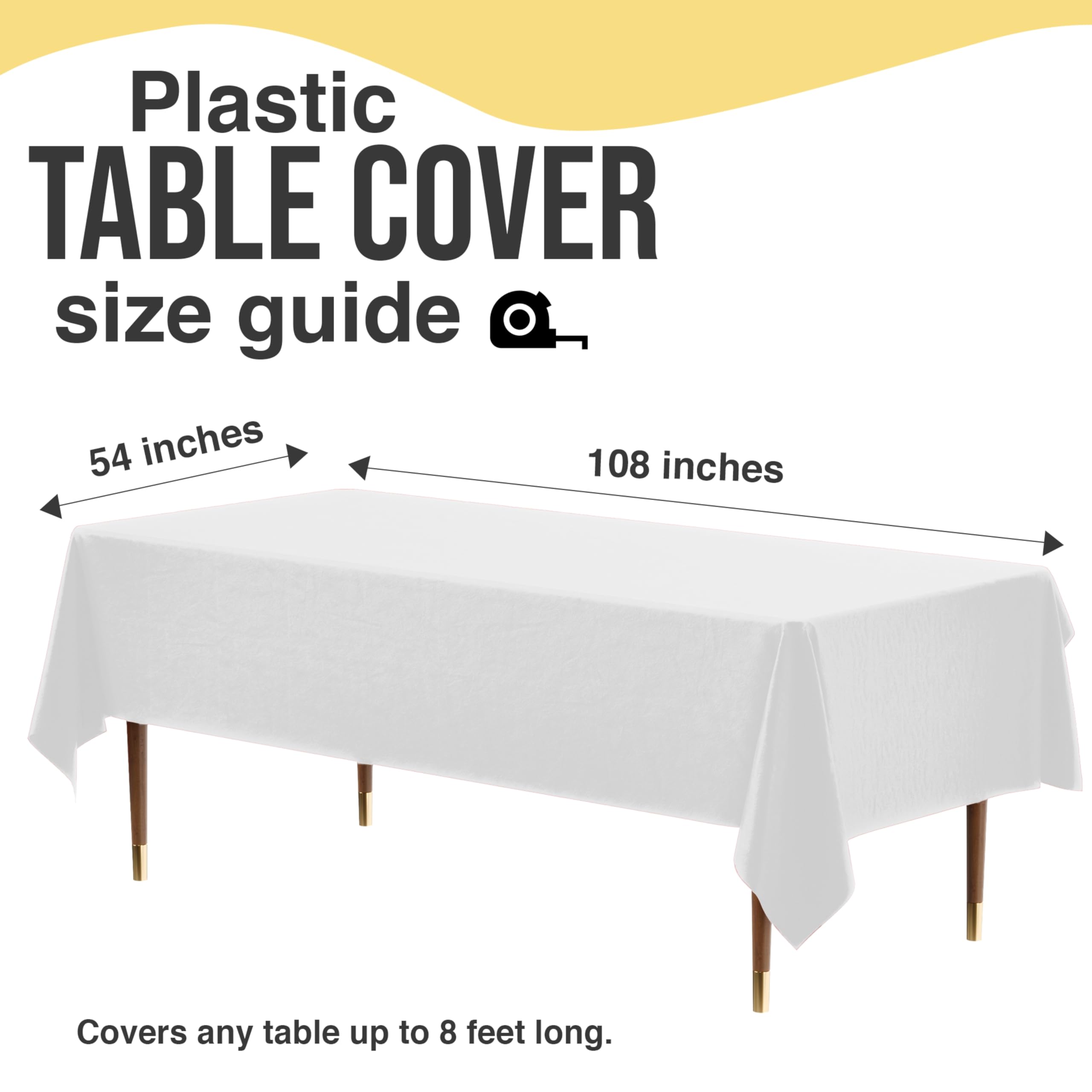 Exquisite Lot de 12 nappes rectangulaires en plastique de qualité supérieure 66 % plus épaisses de 0,5 mm, blanches, réutilisables, 137,2 x 274,3 cm, ne se déchirent pas facilement comme les marques