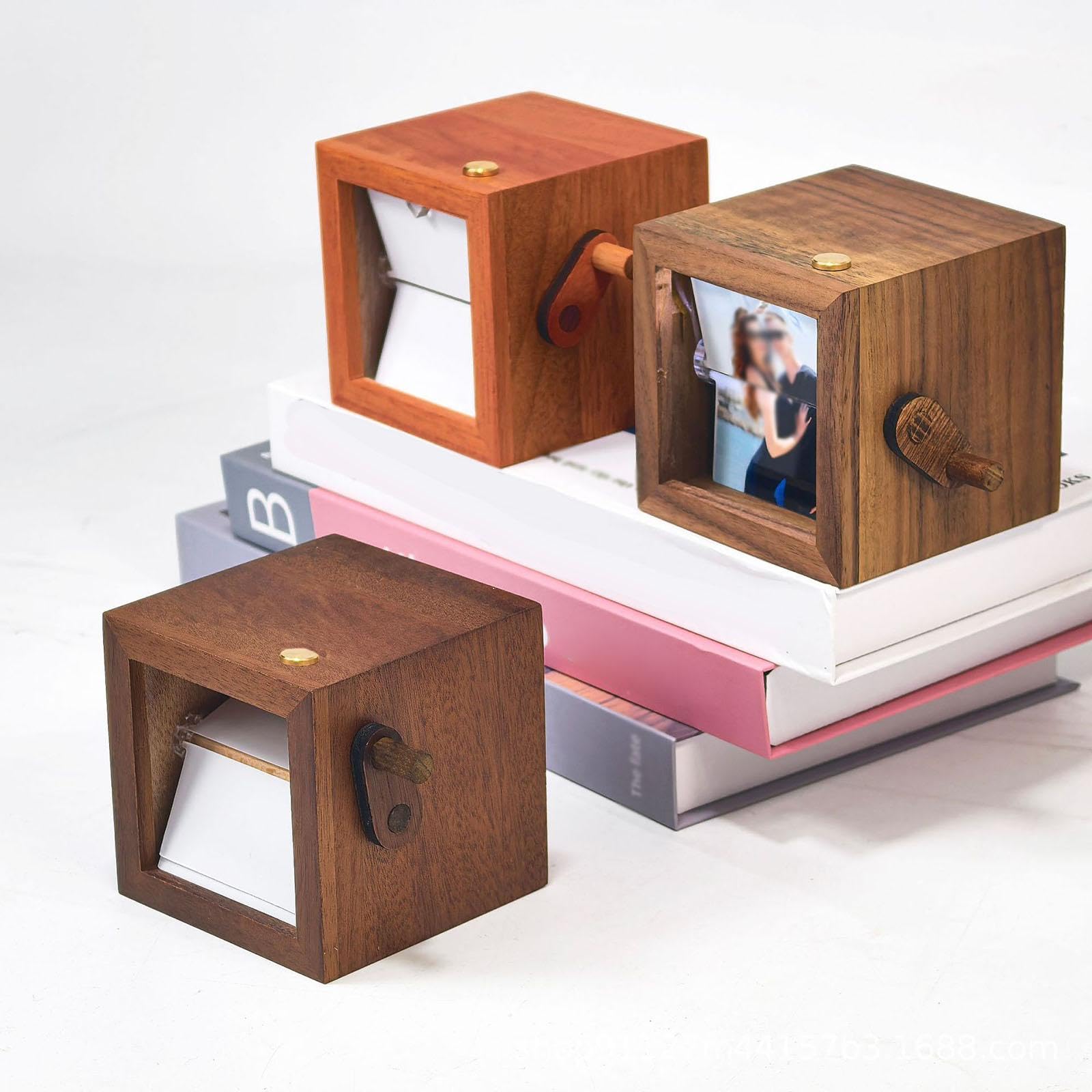 Marco de Fotos Tipo Flipbook, álbum de Fotos Manual, Marco de Mesa, álbum de Fotos de Madera con, Ideal para Parejas Y Celebraciones Familiar, 8 Páginas, Individual
