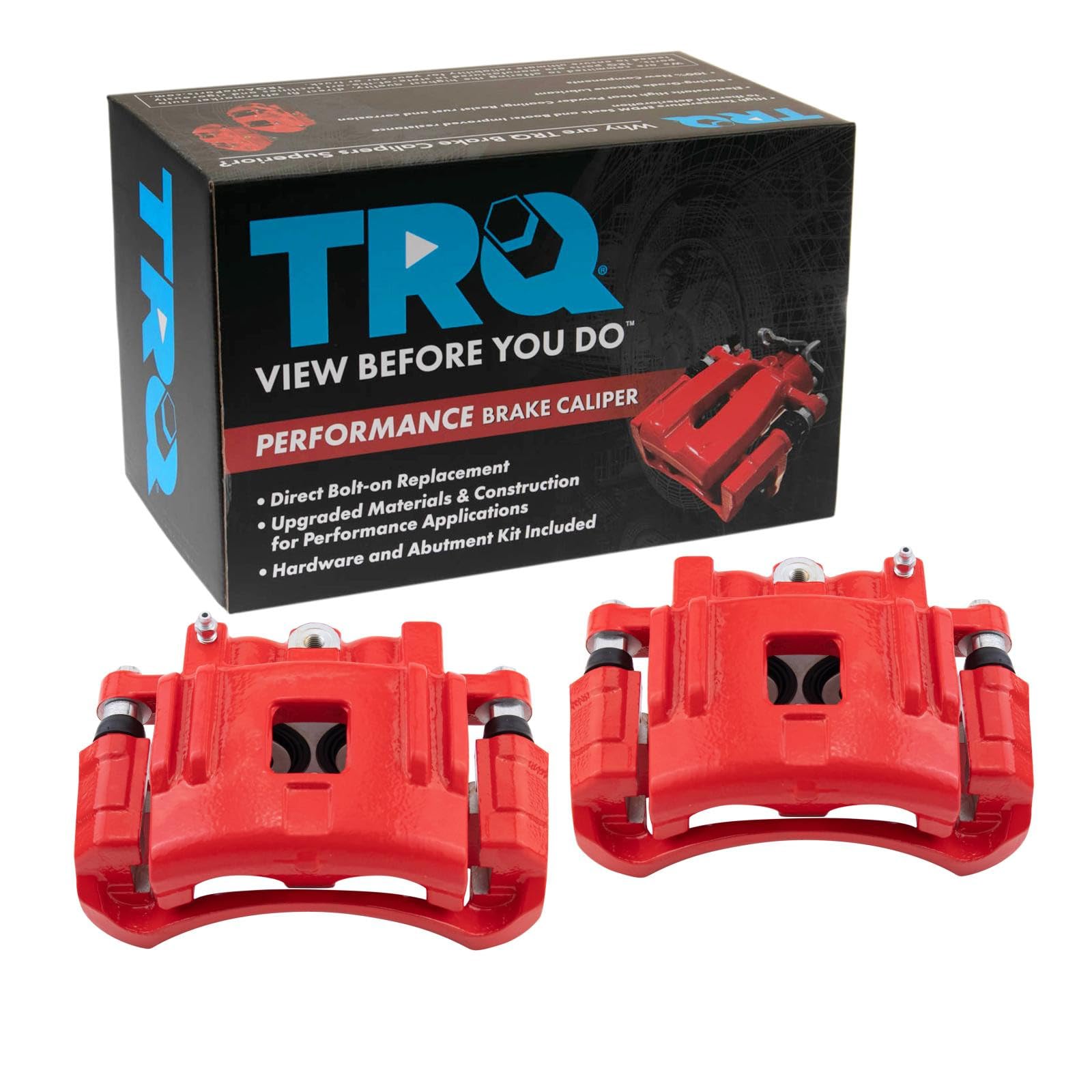 TRQ Performance Front Brake Caliper Set Painted Red Brackets Compatible with 2004-2008 Chevrolet Colorado 2004-2008 GMC Canyon 2006 Isuzu i-280 i-350 2007-2008 i-290 i-370