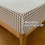NSNLGSGC Tan Gingham Ruffle Queen Sheet Set | Taupe, Soft Pre-Washed Microfiber, Plaid, 4-Pieces Farmhouse, Deep Pocket