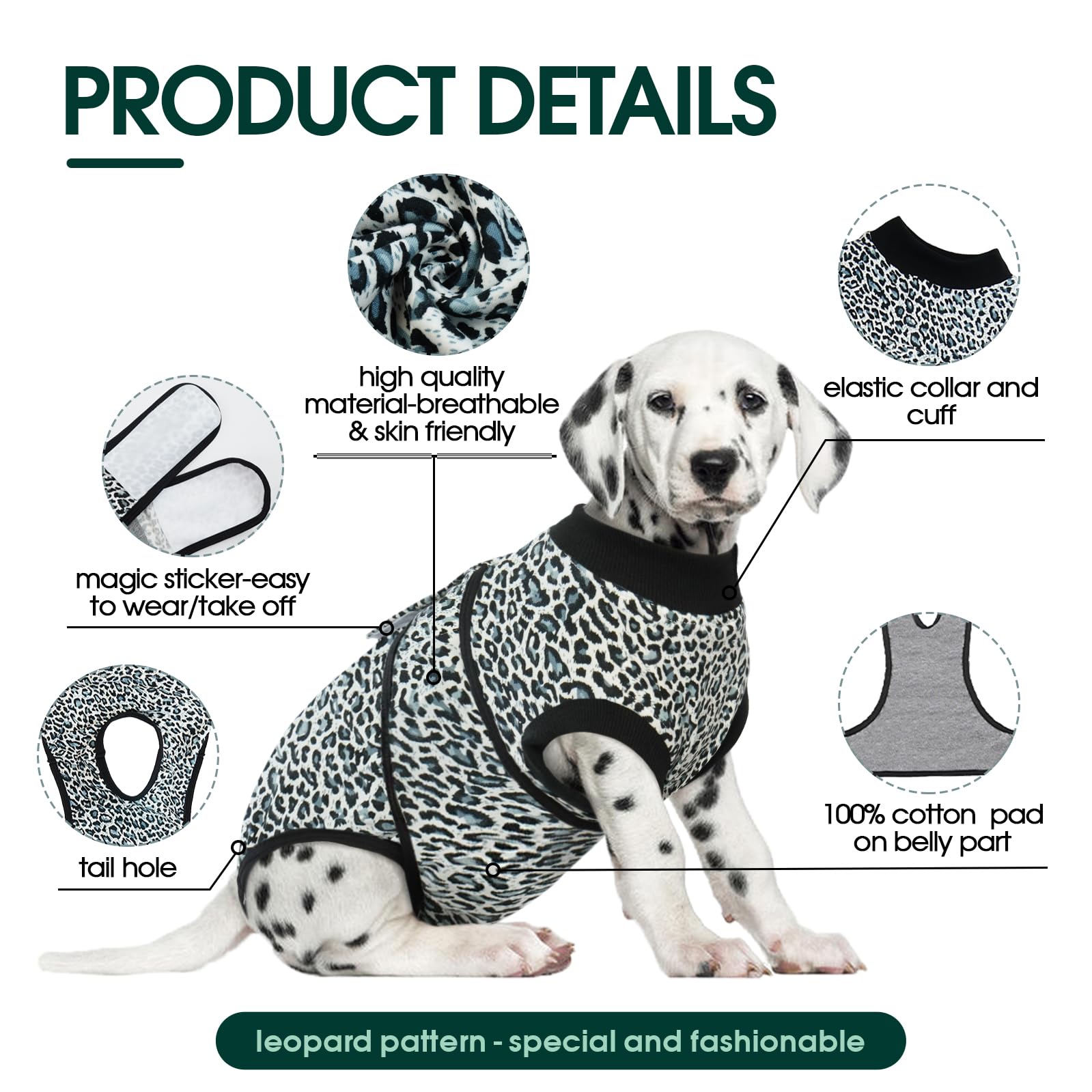Kusser Body anti-léchage pour chien après opération - Body respirant pour et mâle, alternative au collier élisabéthain
