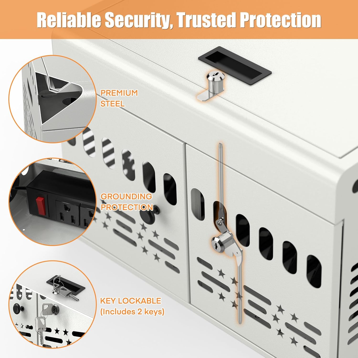 12-Device Charging Cabinet -Lockable Charging Station for iPad, Chromebook,Laptop&Tablet- American Style Charging Cabinet with Cord Management Ideal for Classrooms & Offices (Grayish White)