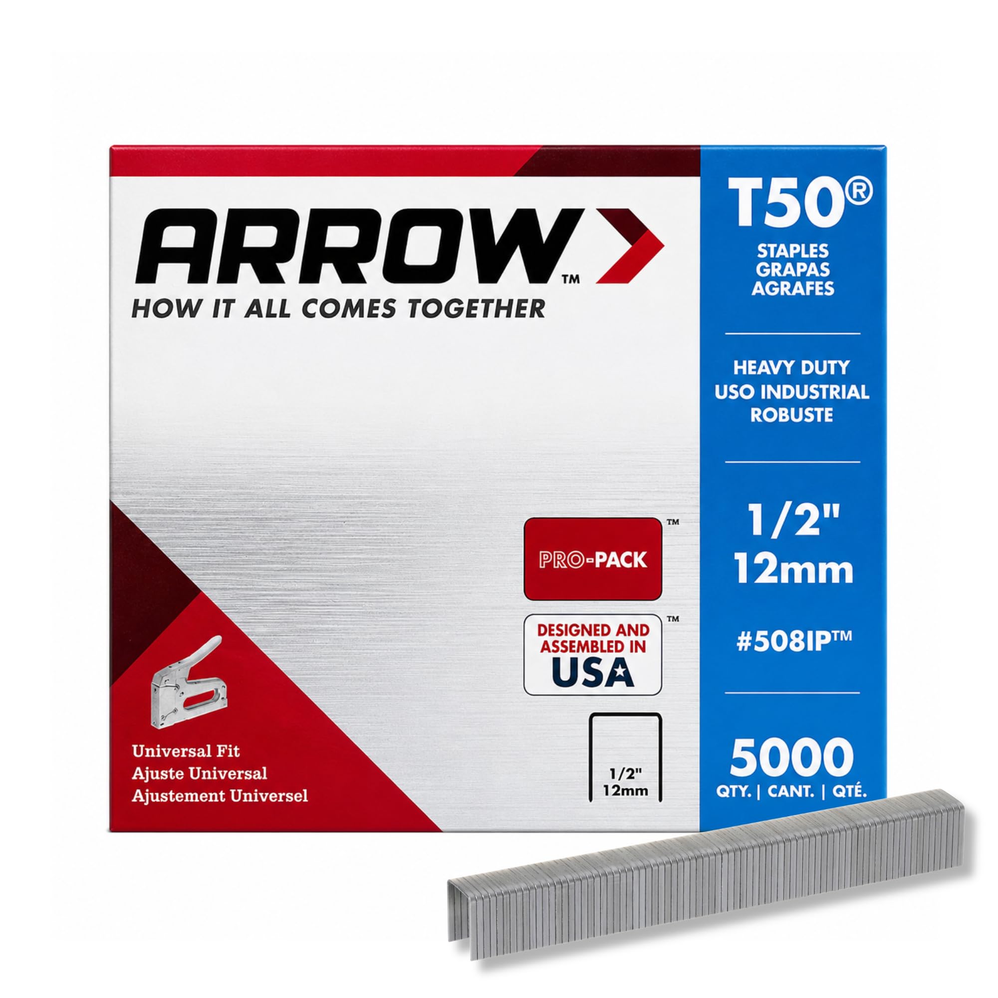 Arrow Agrafes A508IP T50, acier, 1/2" (12 mm)